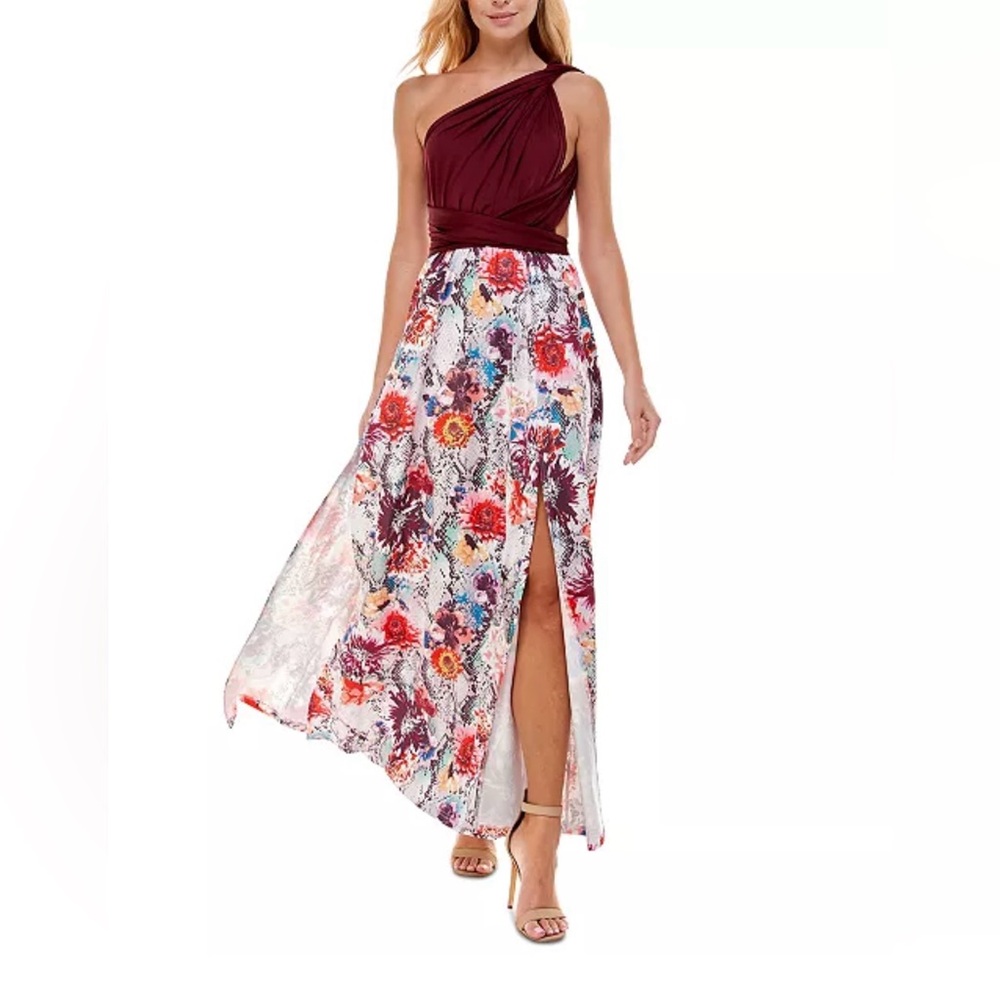 Printed Convertible Maxi Dress [bebe]